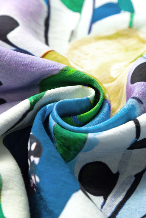 Floral Print Slit V Neck Short Sleeve Blouse