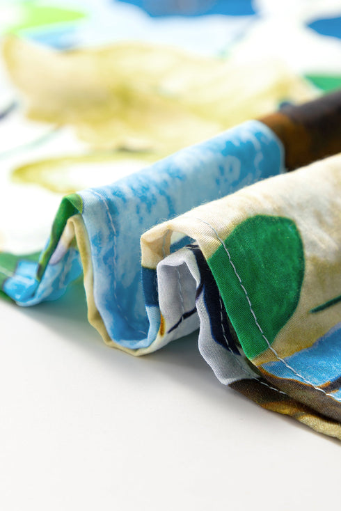 Floral Print Slit V Neck Short Sleeve Blouse