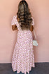 Floral Print Smocked Bodice Flutter Sleeve Maxi Dress