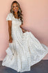 Floral Print Smocked Bodice Flutter Sleeve Maxi Dress
