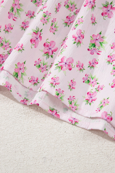Floral Print Smocked Bodice Flutter Sleeve Maxi Dress