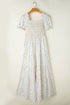 Floral Print Smocked Bodice Flutter Sleeve Maxi Dress