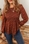 Floral Print Smocked Bodice Puff Sleeve Peplum Blouse