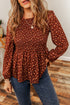 Floral Print Smocked Bodice Puff Sleeve Peplum Blouse