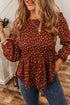 Floral Print Smocked Bodice Puff Sleeve Peplum Blouse