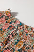 Floral Print Smocked Bubble Sleeve Ruffled Cotton Crop Top