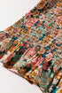 Floral Print Smocked Bubble Sleeve Ruffled Cotton Crop Top