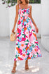Floral Print Smocked High Waist Adjustable Strap Sundress
