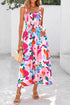 Floral Print Smocked High Waist Adjustable Strap Sundress