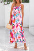 Floral Print Smocked High Waist Adjustable Strap Sundress