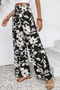 Floral Print Smocked High Waist Wide Leg Pants