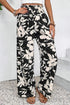 Floral Print Smocked High Waist Wide Leg Pants