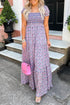 Floral Print Smocked Off The Shoulder Tiered Maxi Dress