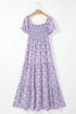 Floral Print Smocked Off The Shoulder Tiered Maxi Dress