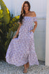 Floral Print Smocked Off The Shoulder Tiered Maxi Dress