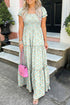 Floral Print Smocked Off The Shoulder Tiered Maxi Dress