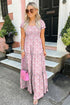 Floral Print Smocked Off The Shoulder Tiered Maxi Dress