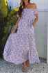 Floral Print Smocked Off The Shoulder Tiered Maxi Dress