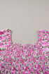 Floral Print Smocked Puff Sleeve A-Line Maxi Dress