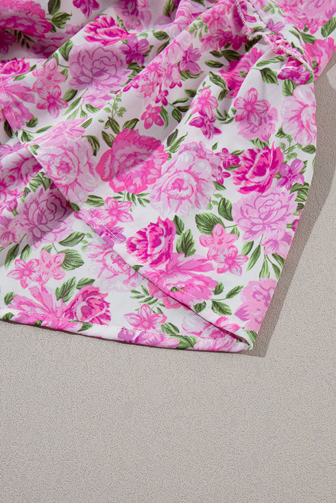 Floral Print Smocked Puff Sleeve A-Line Maxi Dress