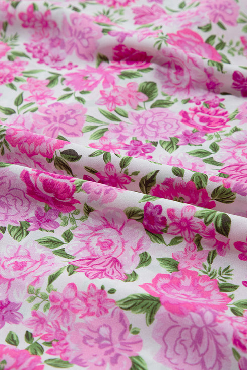 Floral Print Smocked Puff Sleeve A-Line Maxi Dress