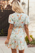 Floral Print Smocked Puff Sleeve Cotton A Line Dress