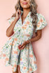 Floral Print Smocked Puff Sleeve Cotton A Line Dress