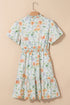 Floral Print Smocked Puff Sleeve Cotton A Line Dress