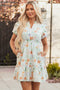 Floral Print Smocked Puff Sleeve Cotton A Line Dress