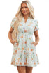 Floral Print Smocked Puff Sleeve Cotton A Line Dress