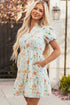 Floral Print Smocked Puff Sleeve Cotton A Line Dress