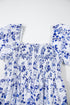 Floral Print Smocked Square Neck Bubble Sleeve Maxi Dress
