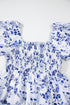 Floral Print Smocked Square Neck Bubble Sleeve Maxi Dress