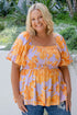 Floral Print Smocked Square Neck Puff Sleeve Babydoll Blouse