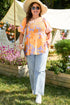 Floral Print Smocked Square Neck Puff Sleeve Babydoll Blouse