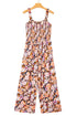 Floral Print Smocked Square Neck Wide Leg Jumpsuit