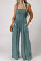 Floral Print Smocked Square Neck Wide Leg Jumpsuit