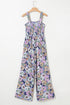 Floral Print Smocked Square Neck Wide Leg Jumpsuit