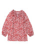 Floral Print Smocked Tie Neck Long Sleeve Viscose Blouse