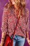Floral Print Smocked Tie Neck Long Sleeve Viscose Blouse
