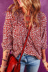 Floral Print Smocked Tie Neck Long Sleeve Viscose Blouse