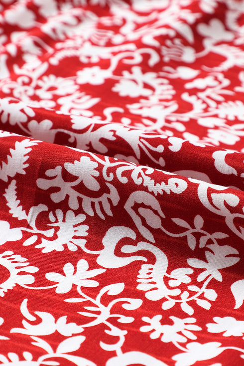 Floral Print Smocked Tie Neck Long Sleeve Viscose Blouse