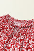 Floral Print Smocked Tie Neck Long Sleeve Viscose Blouse