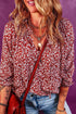 Floral Print Smocked Tie Neck Long Sleeve Viscose Blouse