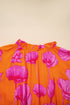 Floral Print Smocked V Neck Ruffle Sleeve Maxi Dress