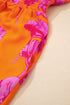 Floral Print Smocked V Neck Ruffle Sleeve Maxi Dress