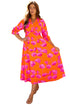 Floral Print Smocked V Neck Ruffle Sleeve Maxi Dress
