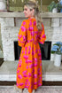 Floral Print Smocked V Neck Ruffle Sleeve Maxi Dress