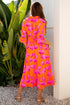 Floral Print Smocked V Neck Ruffle Sleeve Maxi Dress