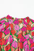 Floral Print Smocked Waist Flutter Sleeve Midi Dress